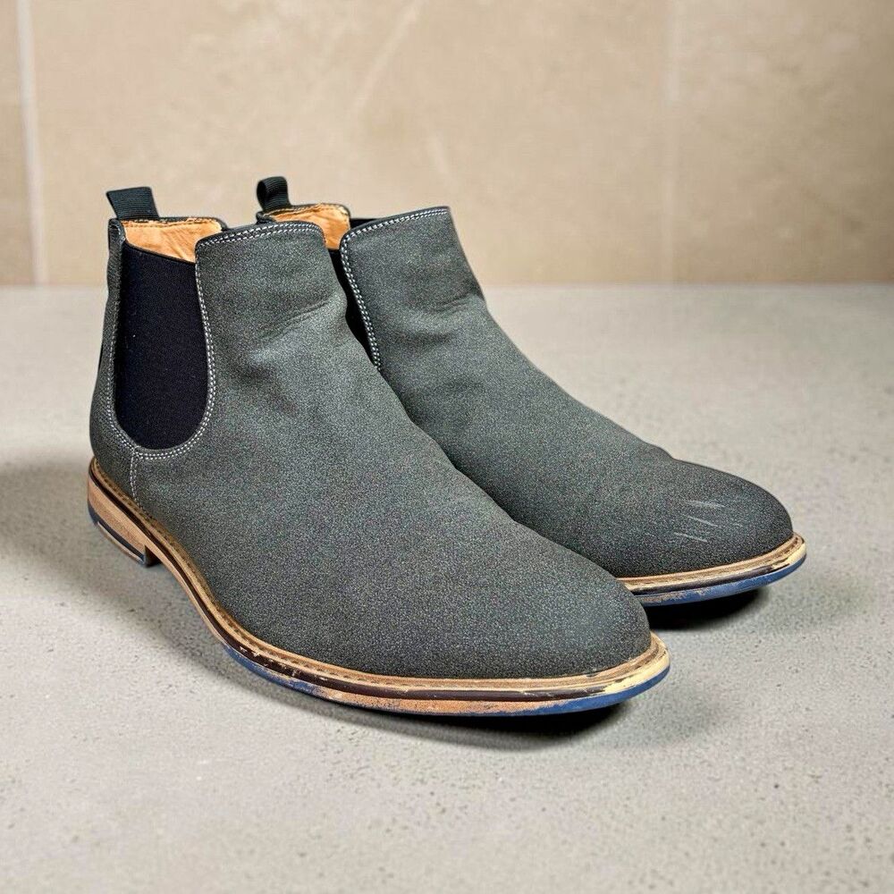 Madden Mens Size 10 Gray Chelsea Boots Faux Suede Pull On Dress Ankle Boots